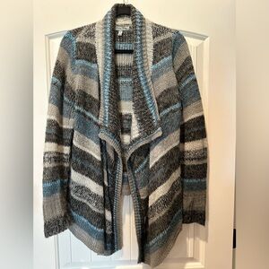 Olivia Sky Women’s Gray, Blue & Black Striped Cardigan